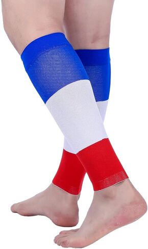 Doc Miller Calf Compression Sleeves for Short People Men and Women Petite 15-20mmHg, 1 Pair Shin Splint Sleeve Recover Varicose Veins and Pain Relief, Blue White Red, Medium in Kuwait