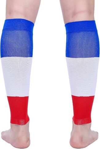 Doc Miller Calf Compression Sleeves for Short People Men and Women Petite 15-20mmHg, 1 Pair Shin Splint Sleeve Recover Varicose Veins and Pain Relief, Blue White Red, Medium in Kuwait