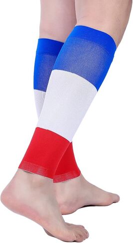 Doc Miller Calf Compression Sleeves for Short People Men and Women Petite 15-20mmHg, 1 Pair Shin Splint Sleeve Recover Varicose Veins and Pain Relief, Blue White Red, Medium in Kuwait
