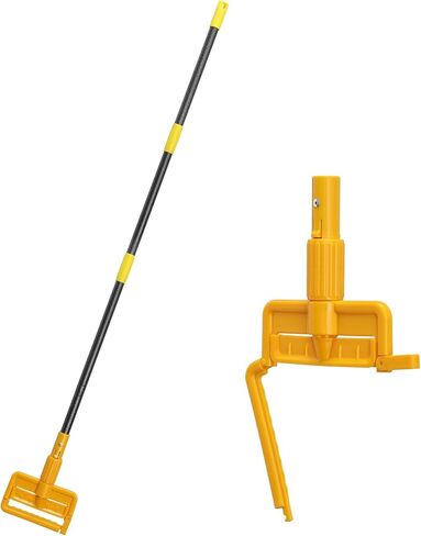 FLY HAWK Mop Handle Commercial Heavy Duty - 60 inch Metal Commercial Mop Stick,Side Gate Mop Head Replacement Holder for Floor Cleaning,Clamp Mop Handle Quick Change for Wet Mop in Saudi Arabia