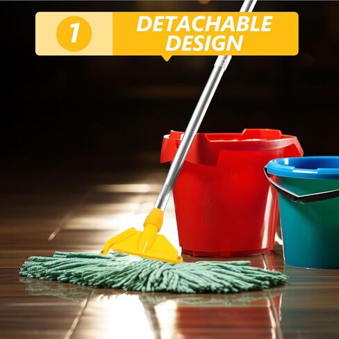 FRCOLOR Mop Handle Commercial Heavy Duty Mop Holder Handle Stick Head Replacement Holder for Floor Cleaning (Yellow) in Saudi Arabia
