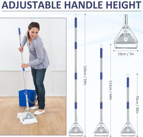 Commercial Mop Handle Heavy Duty, 59" Industrial Mop Stick - Universal Metal Replacement Mop Pole for Home, Garage, Office, Workshop & Warehouse Floor Cleaning in Saudi Arabia