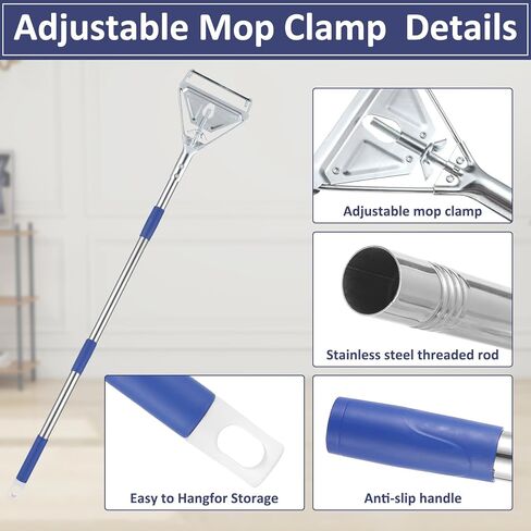 Commercial Mop Handle Heavy Duty, 59" Industrial Mop Stick - Universal Metal Replacement Mop Pole for Home, Garage, Office, Workshop & Warehouse Floor Cleaning in Saudi Arabia