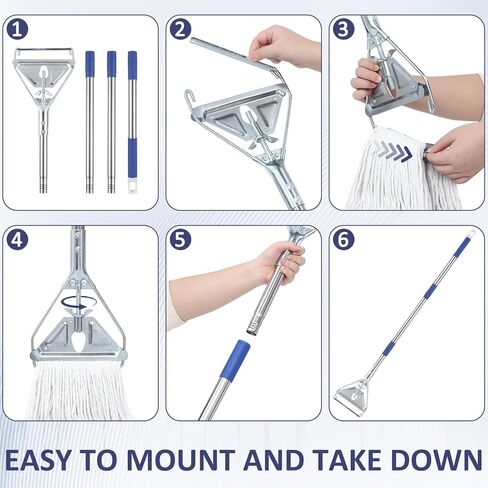 Commercial Mop Handle Heavy Duty, 59" Industrial Mop Stick - Universal Metal Replacement Mop Pole for Home, Garage, Office, Workshop & Warehouse Floor Cleaning in Saudi Arabia
