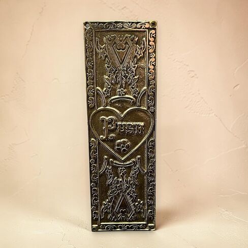 لوحة دفع باب نحاسية مزخرفة مع قلب مزخرف وتصميم منقوش بالزهور in Kuwait