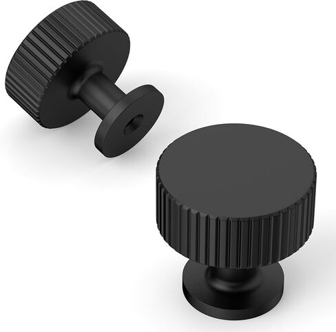 Amerdeco 10 حزمة مقابض خزانة سوداء غير لامعة خزانة ذات فتحة واحدة تسحب مقابض أدراج مقاس 2.54 سم وتسحب لخزائن الحمام ZH0071 in Kuwait