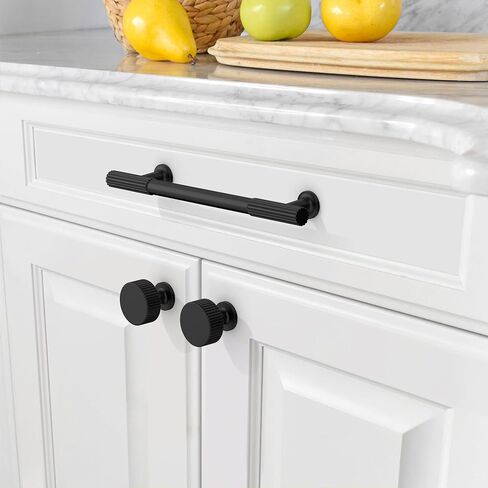Amerdeco 10 حزمة مقابض خزانة سوداء غير لامعة خزانة ذات فتحة واحدة تسحب مقابض أدراج مقاس 2.54 سم وتسحب لخزائن الحمام ZH0071 in Kuwait