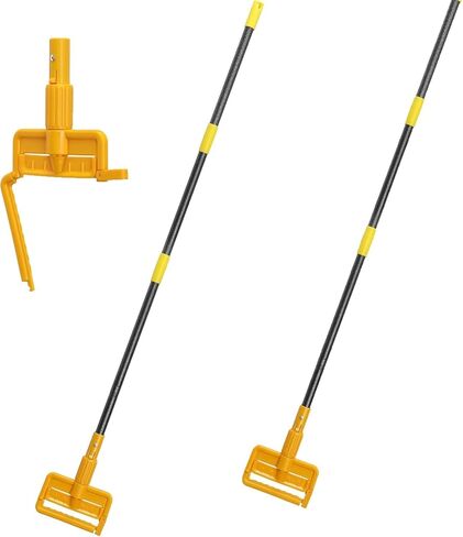 FLY HAWK Mop Handle Commercial Heavy Duty - 60 inch Metal Commercial Mop Stick,Side Gate Mop Head Replacement Holder for Floor Cleaning,Clamp Mop Handle Quick Change for Wet Mop in Kuwait