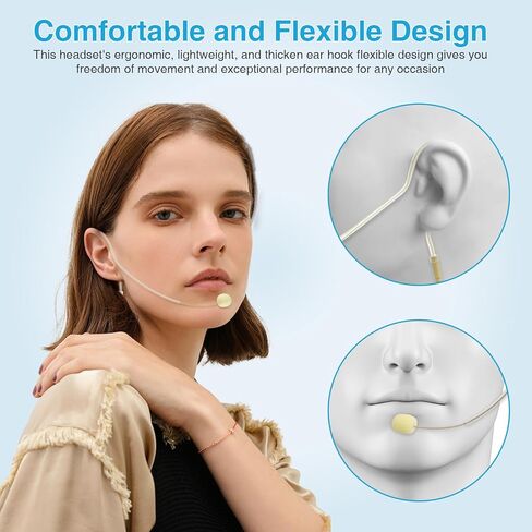 2 Pack Headset/Headworn Microphone Single Earhook Headset Microphone Mini XLR 4Pin TA4F Plug Hanging Condenser Omnidirectional Mic Compatible with Shure,1.5m Cable and Windscree in Saudi Arabia