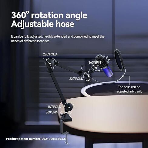 Cardioid USB Microphone with RGB Breathing Lights, Dual-Base Pop Filter Stand Bundle for Streaming, Gaming, and Recording in Saudi Arabia