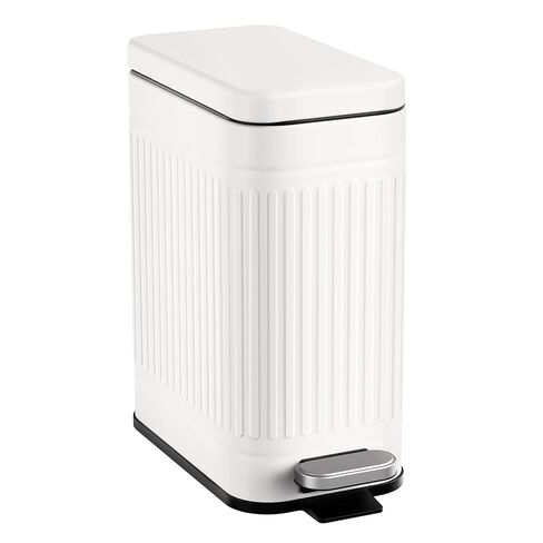 TrashAid Bathroom Trash Can with Lid, 2.6 Gallon Small Garbage Can Soft Close, Stainless Steel Step Waste Basket for Bathroom, Bedroom, Home Office, Laundry Room, Toilet, RV, White, 10 Liter in Kuwait