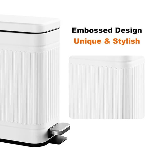 TrashAid Bathroom Trash Can with Lid, 2.6 Gallon Small Garbage Can Soft Close, Stainless Steel Step Waste Basket for Bathroom, Bedroom, Home Office, Laundry Room, Toilet, RV, White, 10 Liter in Kuwait