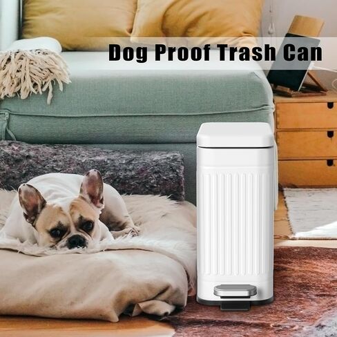 TrashAid Bathroom Trash Can with Lid, 2.6 Gallon Small Garbage Can Soft Close, Stainless Steel Step Waste Basket for Bathroom, Bedroom, Home Office, Laundry Room, Toilet, RV, White, 10 Liter in Kuwait