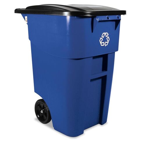 Rubbermaid 9W2773BLU Brute Recycling Rollout Container - 50 Gallon, Square, Blue, Plastic in Saudi Arabia