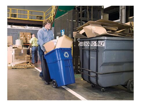 Rubbermaid 9W2773BLU Brute Recycling Rollout Container - 50 Gallon, Square, Blue, Plastic in Saudi Arabia