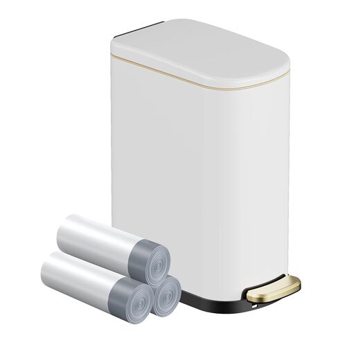 2.6 Gal Bathroom Trash Can with Soft Close Stay Open Lid, Small Rectangular 10L Stainless Steel Waste bin for Narrow Space, Waterproof, Odor Protection, Silver in Saudi Arabia