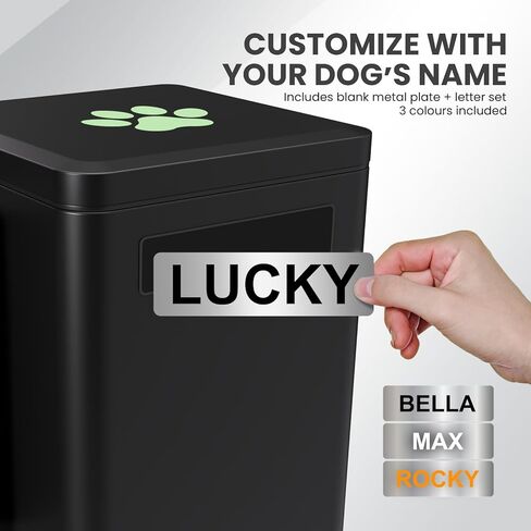 Dog Poop Trash Can Outside, 6L Metal Outdoor Dog Waste Bin with Lid & Soft Close Pedal, Pet Waste Container with Charcoal Filter, Removable Inner Bucket, Bag Holder, Stickers & Custom Name Plate in Saudi Arabia