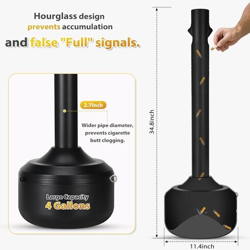 Steel Trash Receptacle Disposal Outdoor, Trash Can for Outside, Patio, Home, Commercial - 4 Gallon Capacity (35" H) in Kuwait