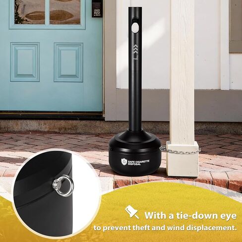 Steel Trash Receptacle Disposal Outdoor, Trash Can for Outside, Patio, Home, Commercial - 4 Gallon Capacity (35" H) in Kuwait