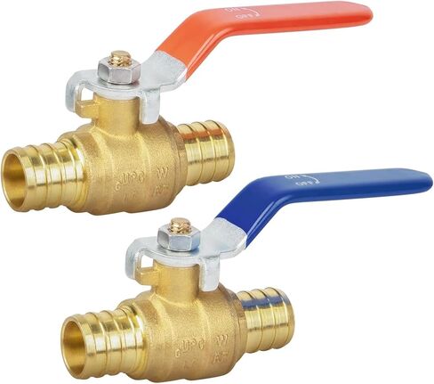 1/2" PEX Ball Valve, Brass Full Port Shut-off Valve, Pex Crimp Fitting, 1/4 Turn Handle for Hot and Cold Water Systems, UPC Certified, Lead-Free, 2 Pack in Saudi Arabia