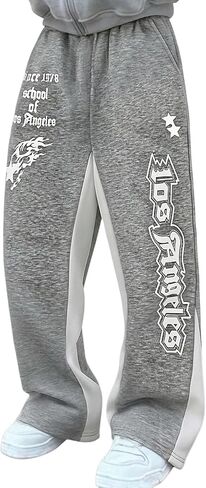 SHENHE Boy's Letter Print Elastic Waist Pants Wide Leg Pocket Athletic Sweatpants in Saudi Arabia