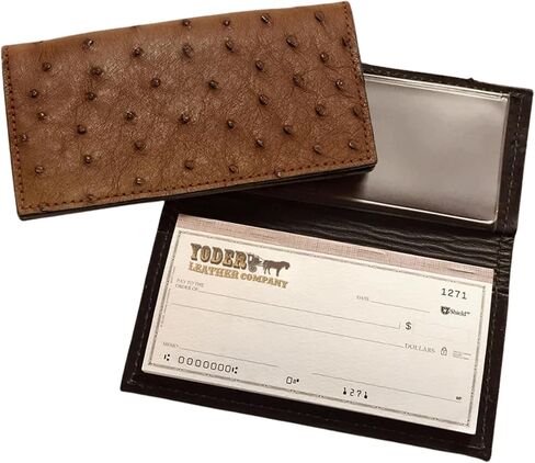 Genuine Ostrich Skin Leather Checkbook Cover in Kuwait