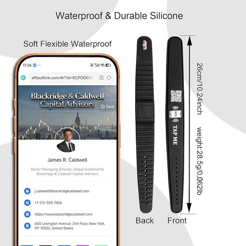 NFC Digital Business Card Wristband – Tap to Share Contact Info | QR Silicone Bracelet | No App Required | Lifetime Access & Analytics | Waterproof Smart Networking Band in Kuwait
