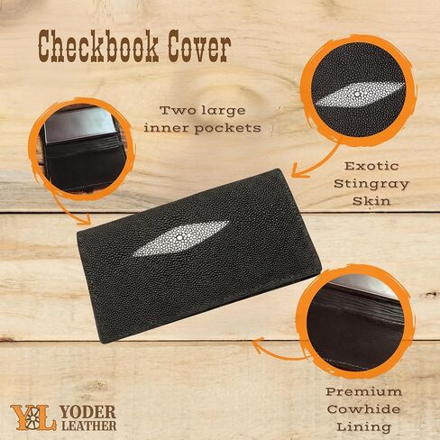 Genuine Stingray Leather Checkbook Cover in Kuwait