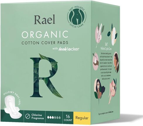 Rael, Organic Cotton Cover Pads, Regular, 14 Count in Kuwait