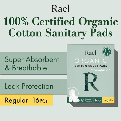 Rael, Organic Cotton Cover Pads, Regular, 14 Count in Kuwait