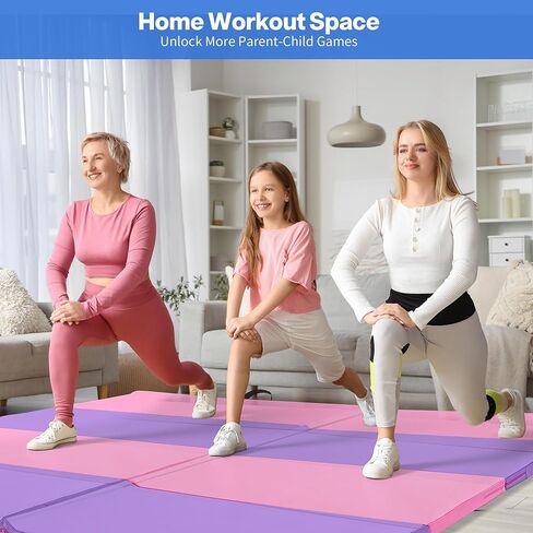 Outdoor Basic 6'x3'x2'' Gymnastics Mats Portable 4-Fold Tumbling Mat Thick Yoga Mat with PU Leather & Carry Handle for Home Workout, Yoga, MMA Core Training, Pilates in Kuwait