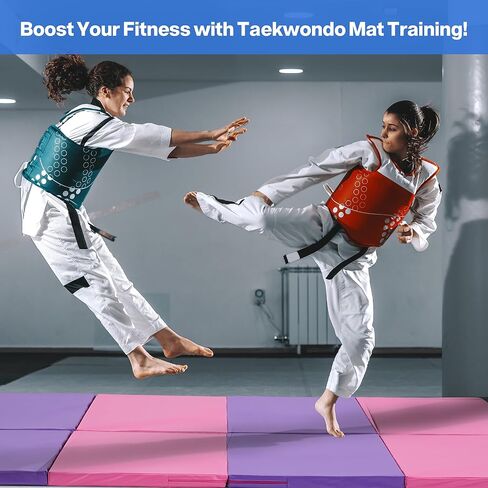 Outdoor Basic 6'x3'x2'' Gymnastics Mats Portable 4-Fold Tumbling Mat Thick Yoga Mat with PU Leather & Carry Handle for Home Workout, Yoga, MMA Core Training, Pilates in Kuwait