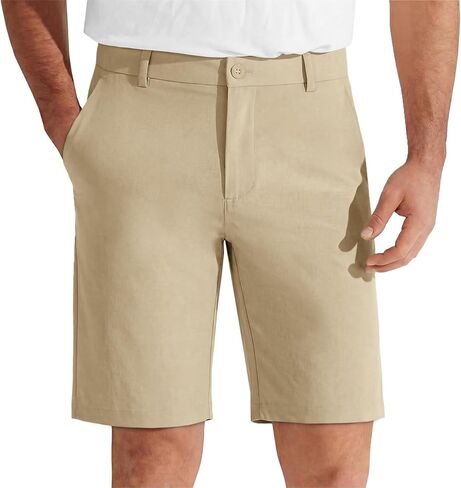 Runcati Mens Casual Golf Shorts 9" Stretch Breathable Flat Front Dress Work Shorts in Saudi Arabia