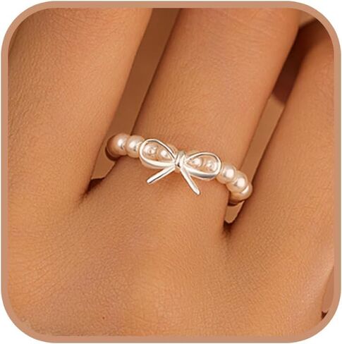 925 sterling silver silver bow knot exment for women mom with bear black red red jews jewelry to daugther flastic leasing legant regant regant regant regh white bow ring wedding wedder in Kuwait