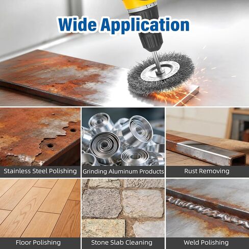 فرشاة سلكية للمثقاب 9 قطع، عجلة سلكية للمثقاب 1/4 بوصة ساق مستديرة، كوب من الفولاذ الكربوني / عجلة / مجموعة فرشاة قلم لإزالة الصدأ والتآكل وأسطح الفرك in Kuwait