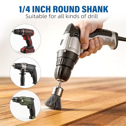 فرشاة سلكية للمثقاب 9 قطع، عجلة سلكية للمثقاب 1/4 بوصة ساق مستديرة، كوب من الفولاذ الكربوني / عجلة / مجموعة فرشاة قلم لإزالة الصدأ والتآكل وأسطح الفرك in Kuwait