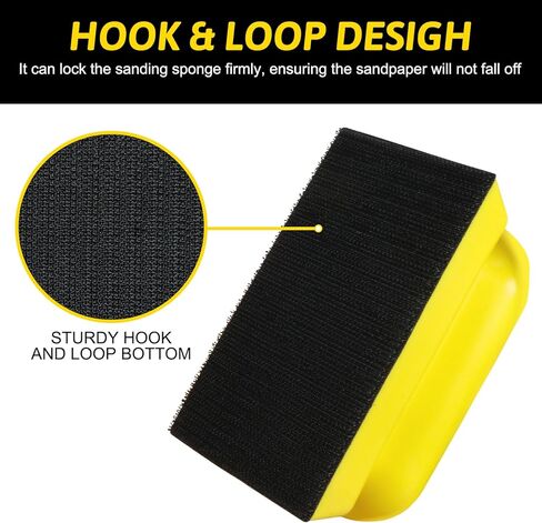 Hook and Loop Hand Sanding Block - 10cm x 7cm Reusable Sanding Sponge Holder for Wood Furniture Restoration, Arts, Crafts & Drywall Smoothing in Kuwait
