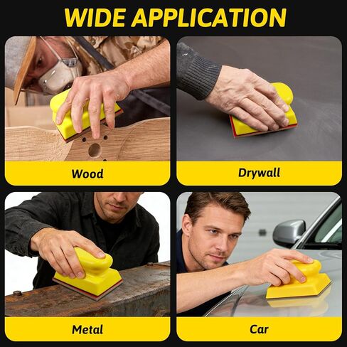 Hook and Loop Hand Sanding Block - 10cm x 7cm Reusable Sanding Sponge Holder for Wood Furniture Restoration, Arts, Crafts & Drywall Smoothing in Kuwait