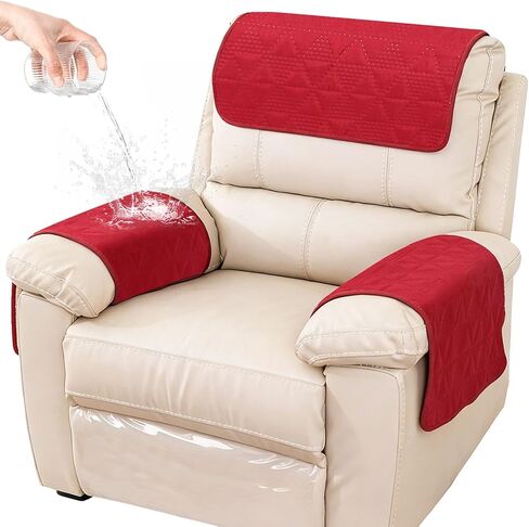 Recliner Headrest Protector Set of 3, Non Slip Waterproof Couch Headrest Covers, Polyester Chair Headrests Cover for Sofa,Furniture,Living Room,Office Chair(Caret,3 Slices) in Kuwait