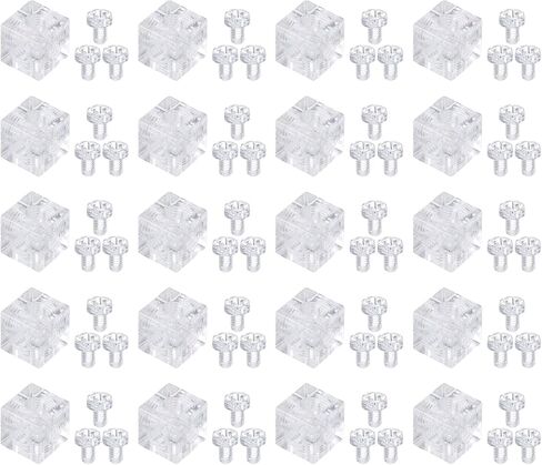 uxcell 16Pcs Corner Bracket, 0.39x0.39x0.39 Inch Cube Acrylic Corner Bracket for Reinforcement Connecting Furniture, Including Screws M4x6, Transparent in Kuwait