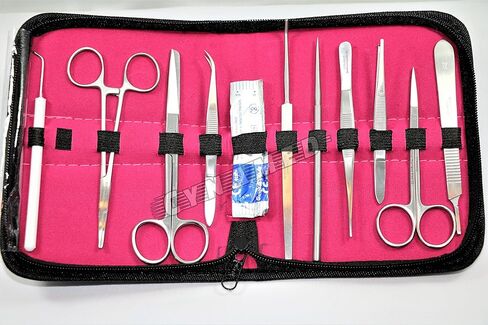 Dissecting German Kit of 11 Pcs Scissors Forceps Blades Needle Probe Etc Cynamed in Kuwait