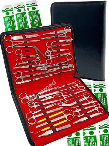 157 Pcs Advanced Dissection SET For Anatomy & Biology Students With 1 SCISSORS ! FORCEPS ! HEMOSTAT-! Blades - Case - Lab Veterinary Botany Stainless Steel Set For Frogs Animals etc in Kuwait