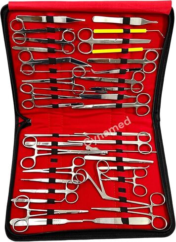 157 Pcs Advanced Dissection SET For Anatomy & Biology Students With 1 SCISSORS ! FORCEPS ! HEMOSTAT-! Blades - Case - Lab Veterinary Botany Stainless Steel Set For Frogs Animals etc in Kuwait