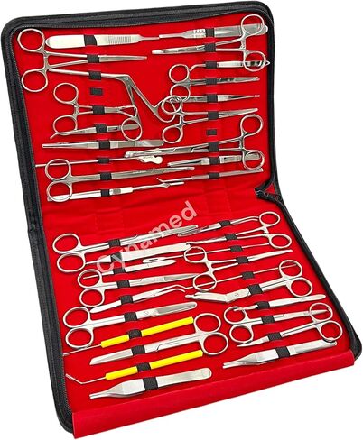 157 Pcs Advanced Dissection SET For Anatomy & Biology Students With 1 SCISSORS ! FORCEPS ! HEMOSTAT-! Blades - Case - Lab Veterinary Botany Stainless Steel Set For Frogs Animals etc in Kuwait