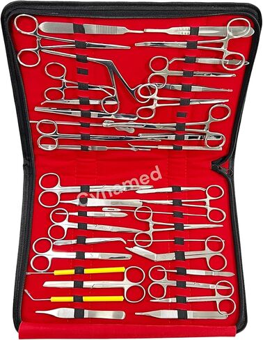 157 Pcs Advanced Dissection SET For Anatomy & Biology Students With 1 SCISSORS ! FORCEPS ! HEMOSTAT-! Blades - Case - Lab Veterinary Botany Stainless Steel Set For Frogs Animals etc in Kuwait