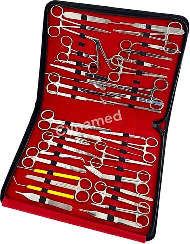 157 Pcs Advanced Dissection SET For Anatomy & Biology Students With 1 SCISSORS ! FORCEPS ! HEMOSTAT-! Blades - Case - Lab Veterinary Botany Stainless Steel Set For Frogs Animals etc in Kuwait