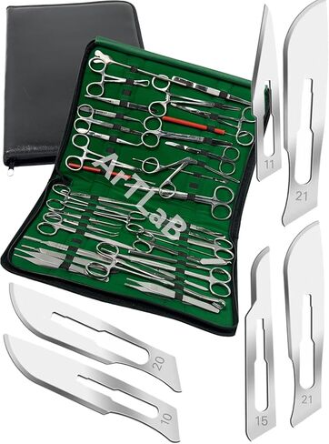 ARTLAB | Advanced Dissecting Dissection Kit -97 Pcs Stainless Steel Instruments perfect for Anatomy-Biology, Botany, Veterinary Students |Scissors |Needle Holder |Forceps| Scalpel-All in One in Saudi Arabia