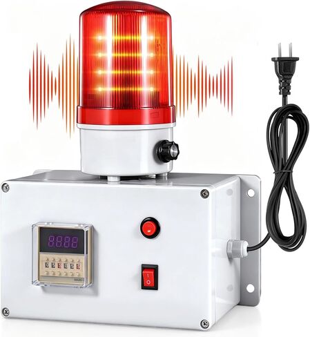 Industrial Cycle Timer Siren Alarm 5-115dB Adjustable, Auto-Repeat Timing Alarm with Flashing Light for Industrial Safety, Facility Reminders, Workshops, Laboratories, (AC110V) in Kuwait