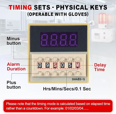 Industrial Cycle Timer Siren Alarm 5-115dB Adjustable, Auto-Repeat Timing Alarm with Flashing Light for Industrial Safety, Facility Reminders, Workshops, Laboratories, (AC110V) in Kuwait
