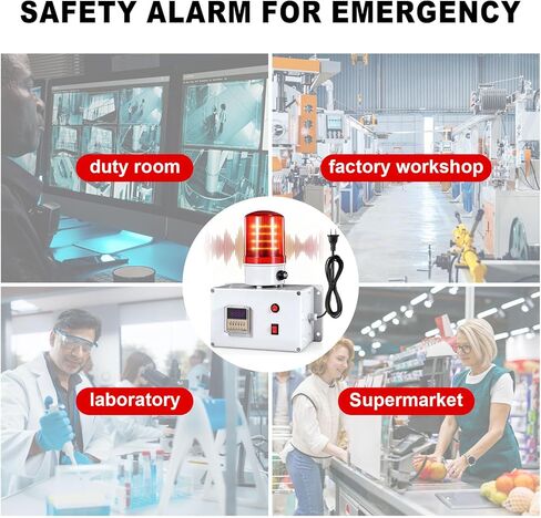 Industrial Cycle Timer Siren Alarm 5-115dB Adjustable, Auto-Repeat Timing Alarm with Flashing Light for Industrial Safety, Facility Reminders, Workshops, Laboratories, (AC110V) in Kuwait